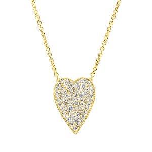 18K Pave Diamond Heart Pendant on Cable Chain